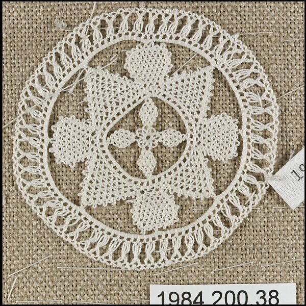 Small roundel, Cotton, needle lace, Armenian