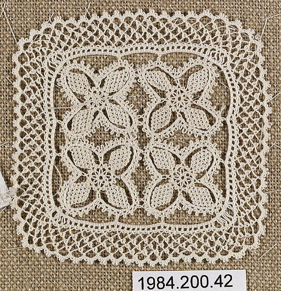 Small square, Cotton, needle lace, Armenian 