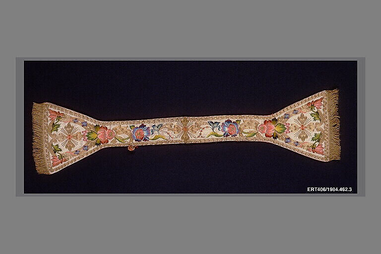 Maniple (one of a set of five vestments), Silk, metal thread, Italian, probably Sicily 