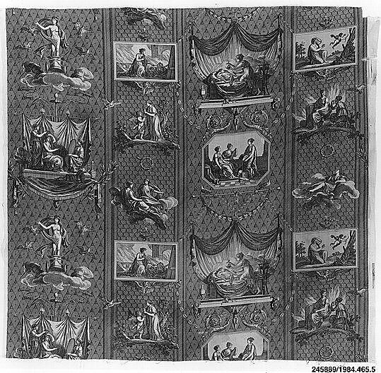 Cupid and Psyche, Designed by Jean-Baptiste Huet I (French, Paris 1745–1811 Paris), Cotton, French, Jouy-en-Josas