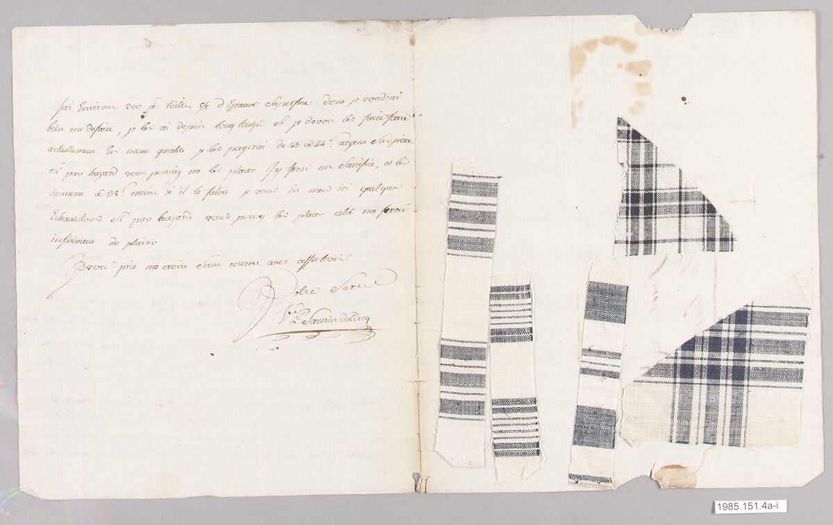 Textile swatch (one of 8), French
