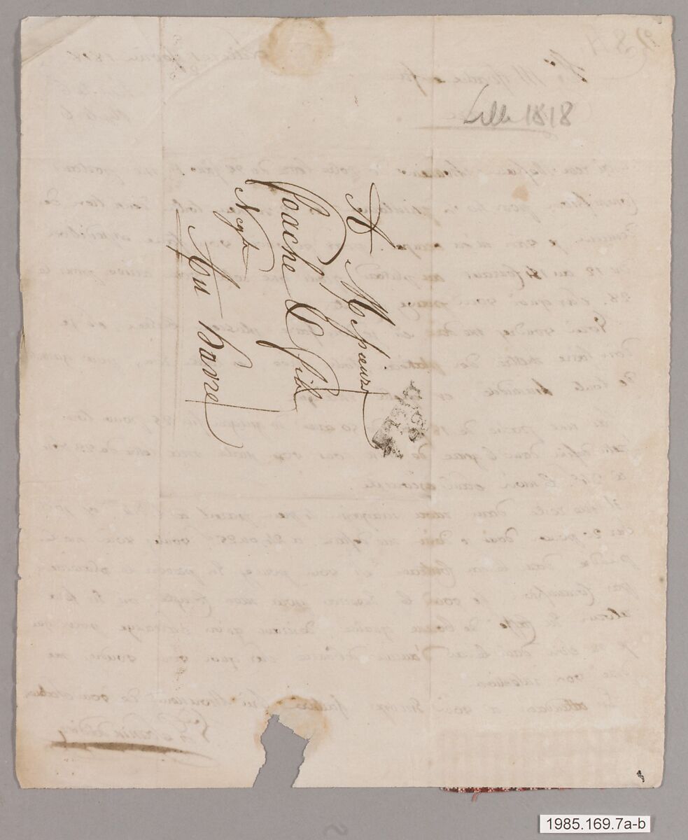 Letter with textile samples, French