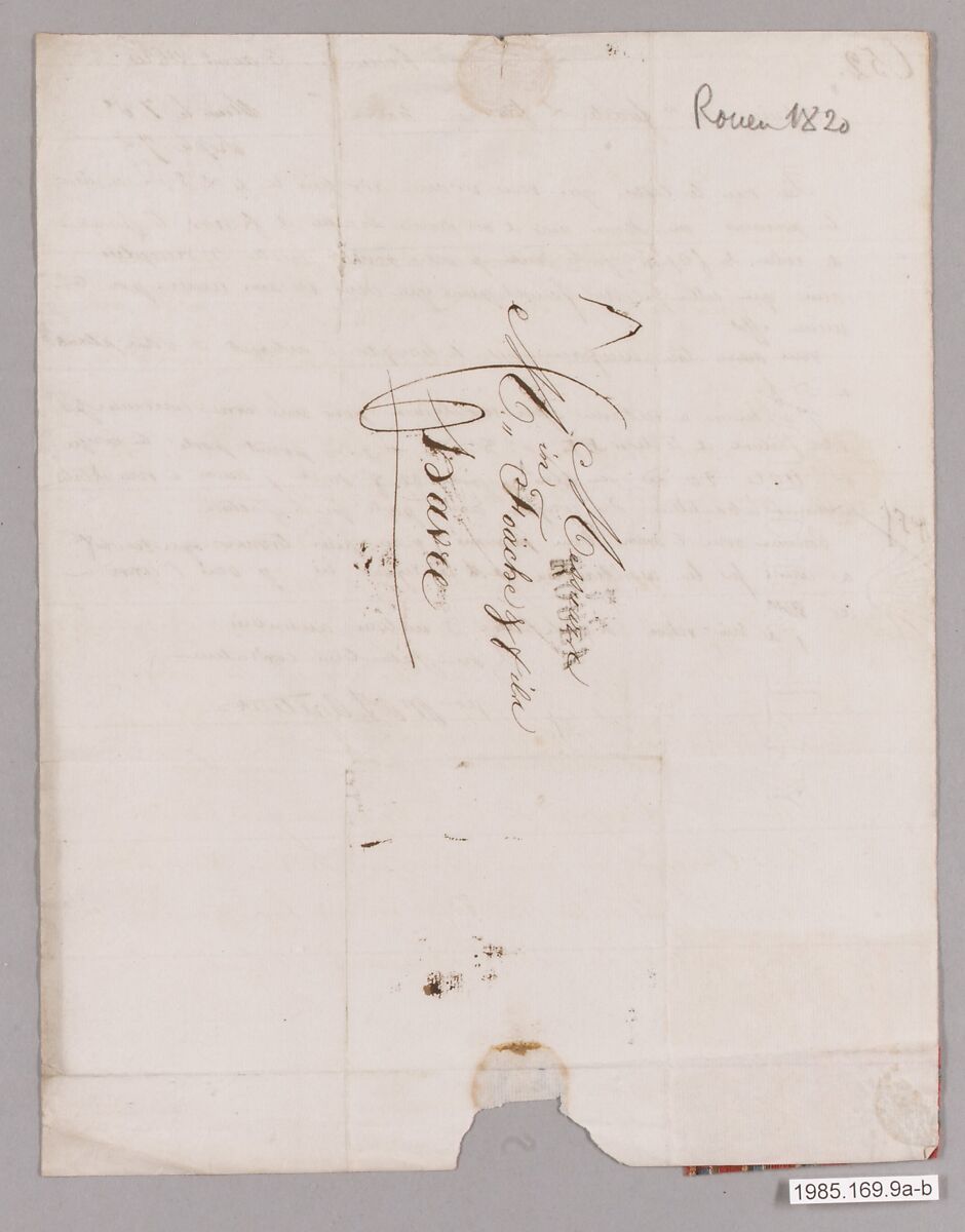 Letter with textile samples, French