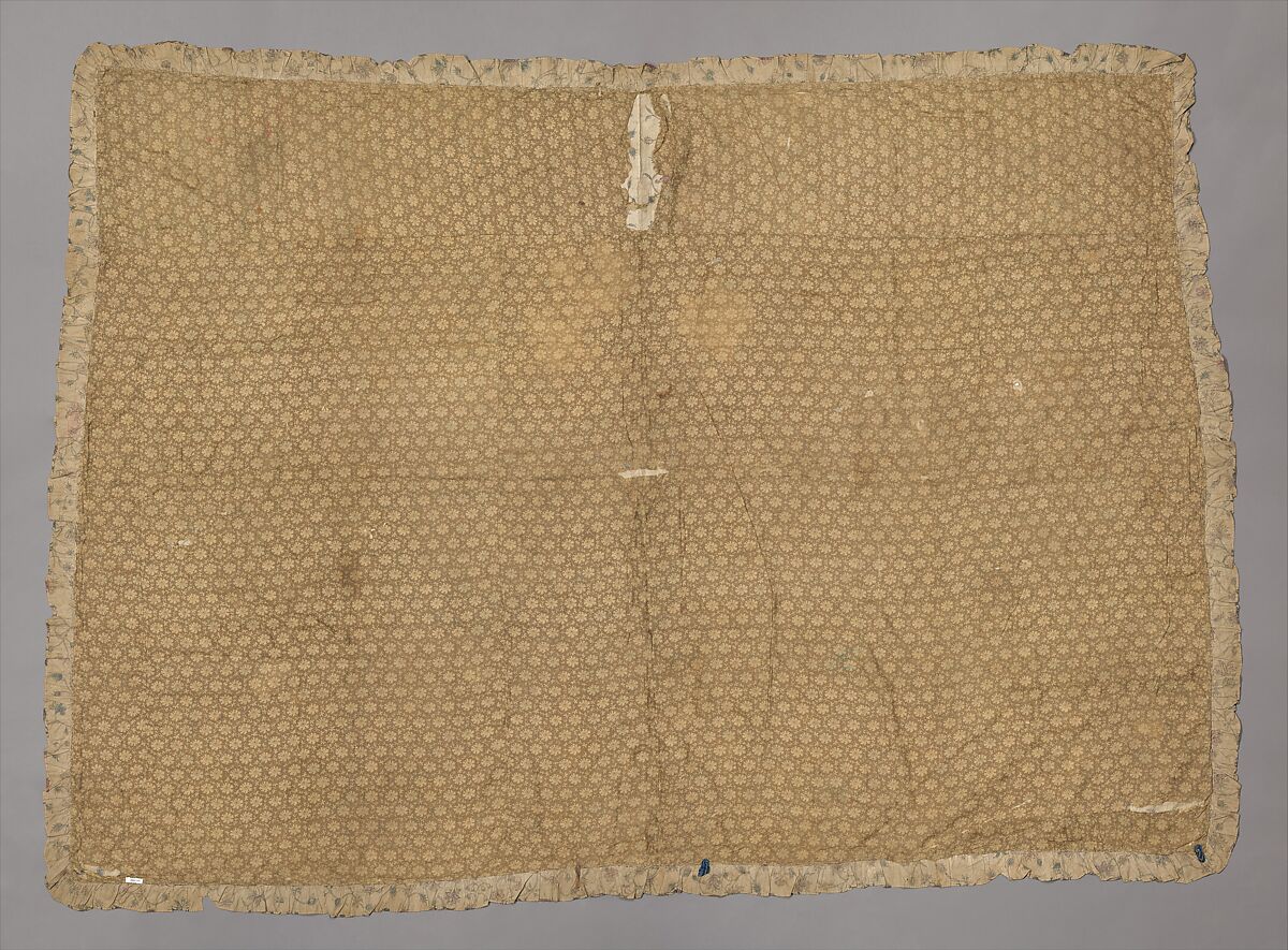 Coverlet, Cotton, silver-wrapped silk, Indian, for European market