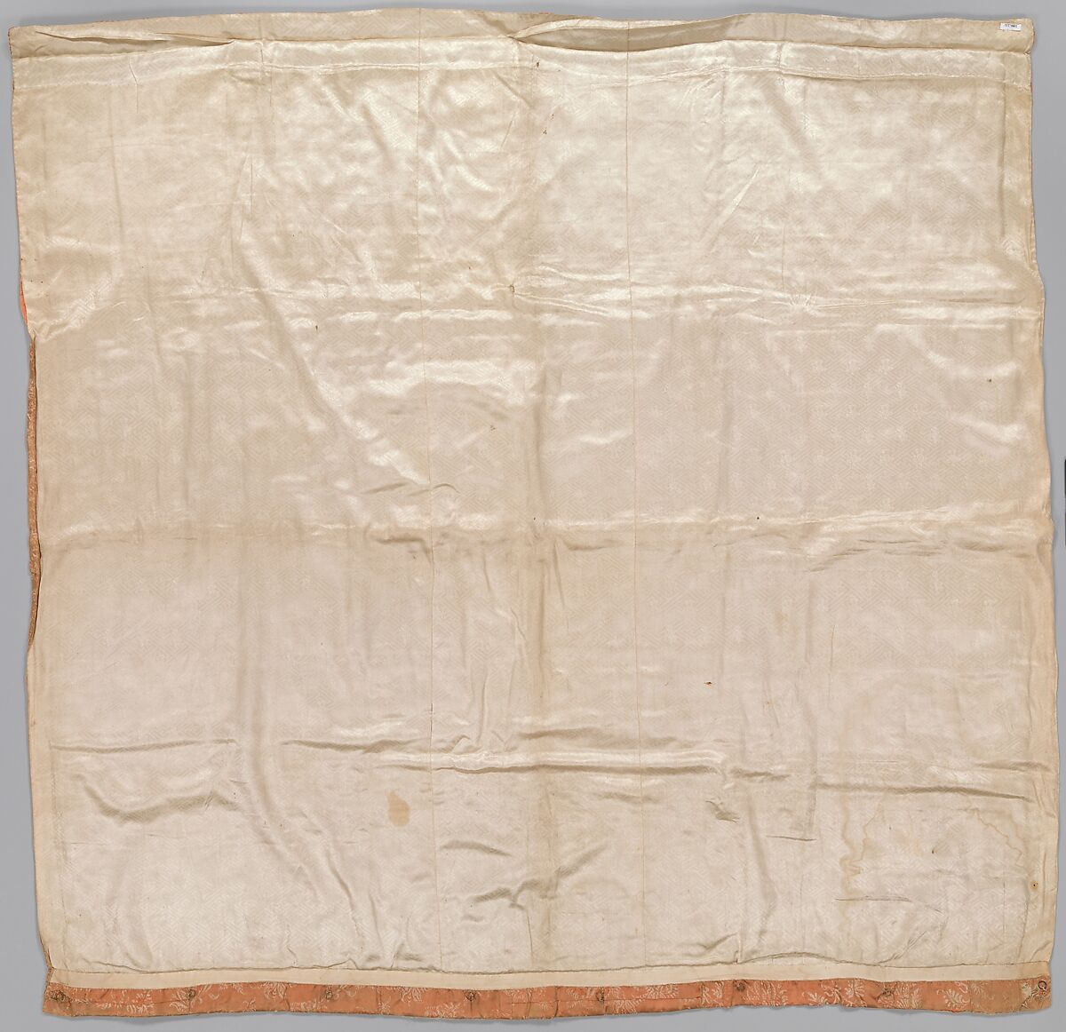 Quilt, Central panel and outer border: silk, embroidered with silk and gilt-paper-wrapped thread; inner border: silk damask, Chinese, for European market, and European