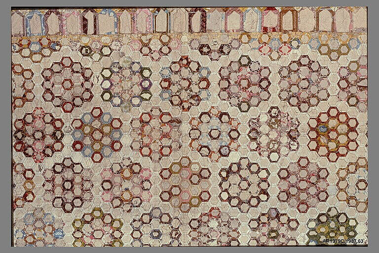 Quilt, Cotton with wool crewel embroidery, British