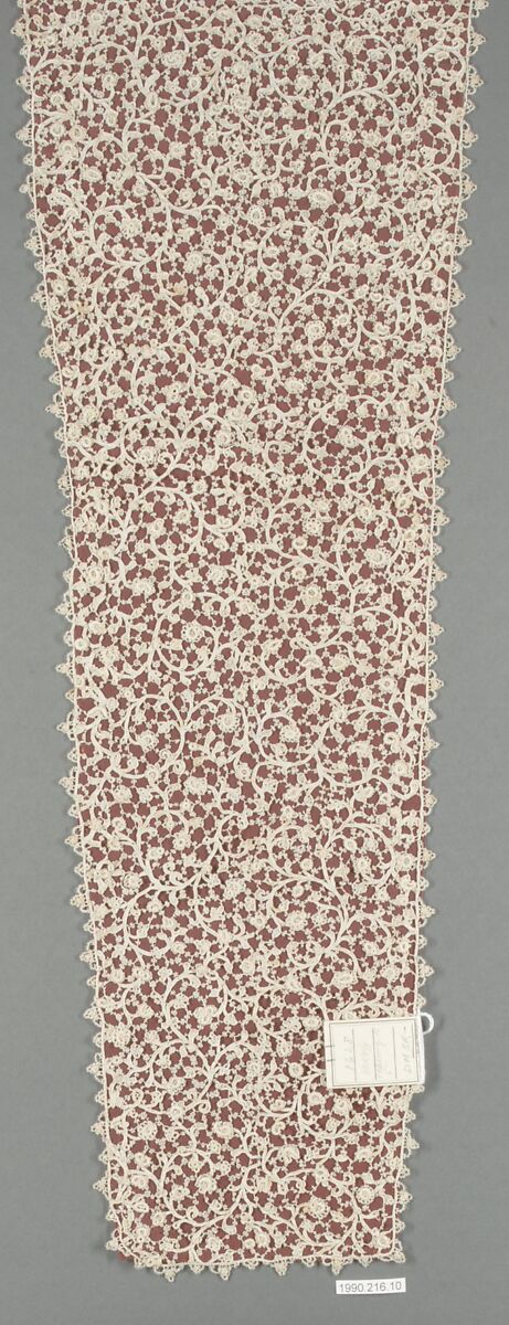 Panel, Linen, needle lace, Italian