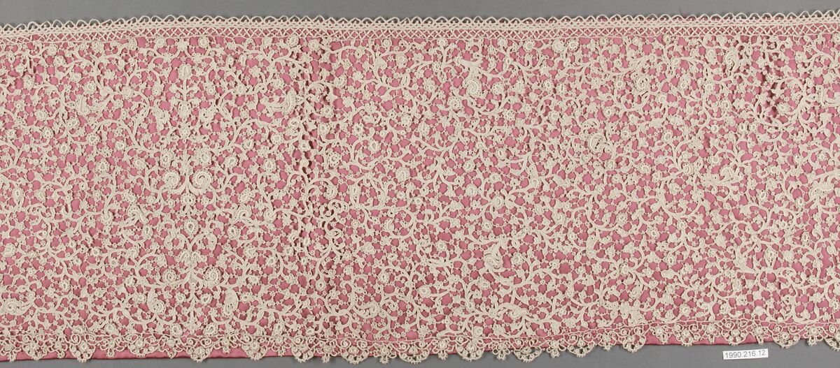 Border or flounce, Linen, needle lace, Italian
