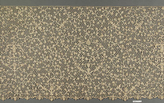 Flounce, Cotton, needle lace, Italian, probably Burano 