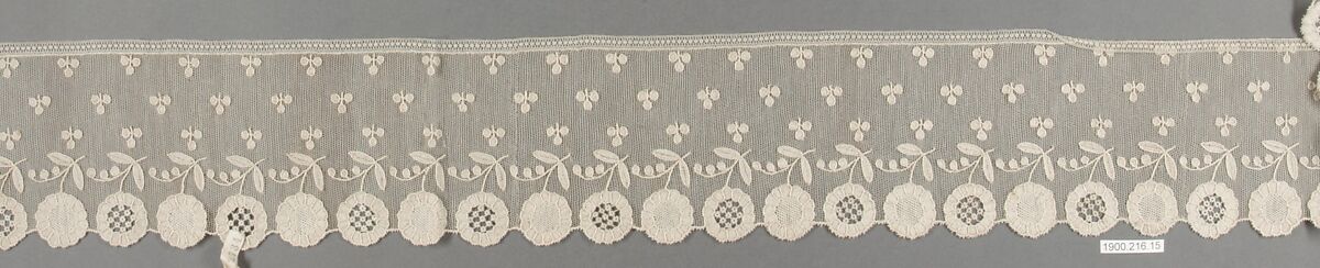 Edging, Cotton, needle lace, Italian, probably Burano