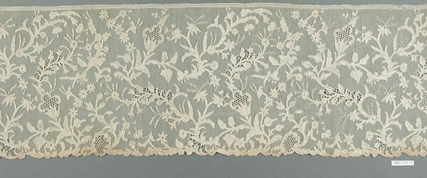 Border or flounce, Burano Lace School, Cotton, needle lace, Italian, Burano