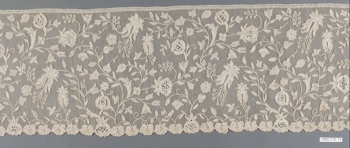 Border, Cotton, needle lace, Italian, Burano