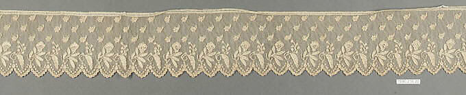 Edging, Needle lace, point d’Alençon style, Burano lace, cotton, Italian, probably Burano 