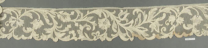 Edging, Cotton, needle lace, Italian, probably Burano 