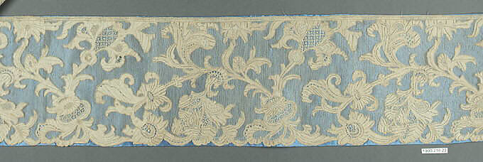 Edging, Cotton, needle lace, Italian, probably Burano 