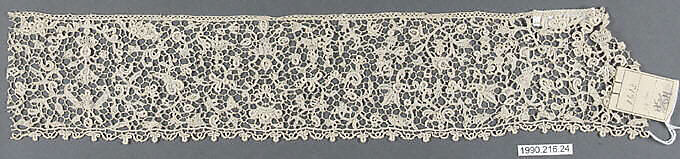 Edging, Linen, needle lace, probably French 