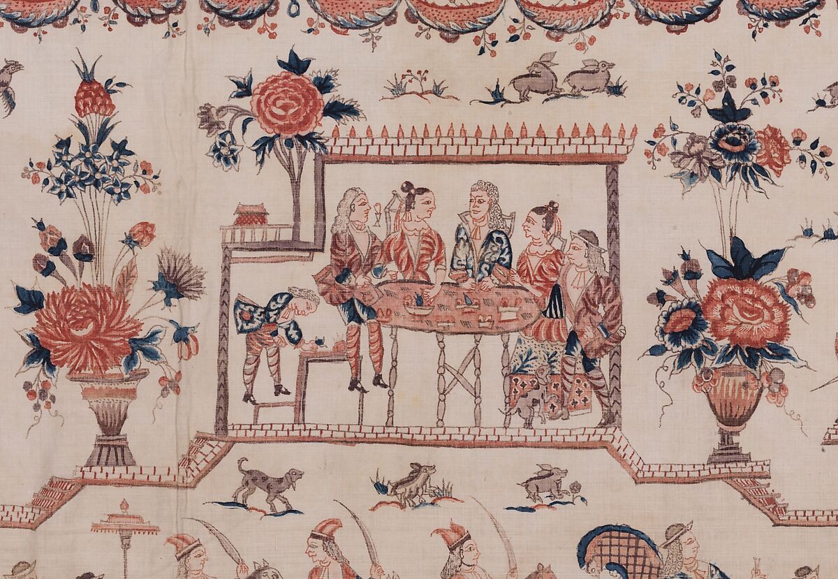 Petticoat panel, Cotton, painted resist and mordant, dyed, Indian, Coromandel Coast, for Dutch market