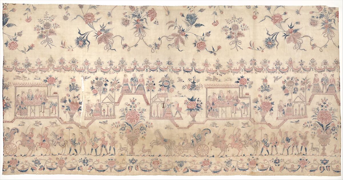 Petticoat panel, Cotton, painted resist and mordant, dyed, Indian, Coromandel Coast, for Dutch market