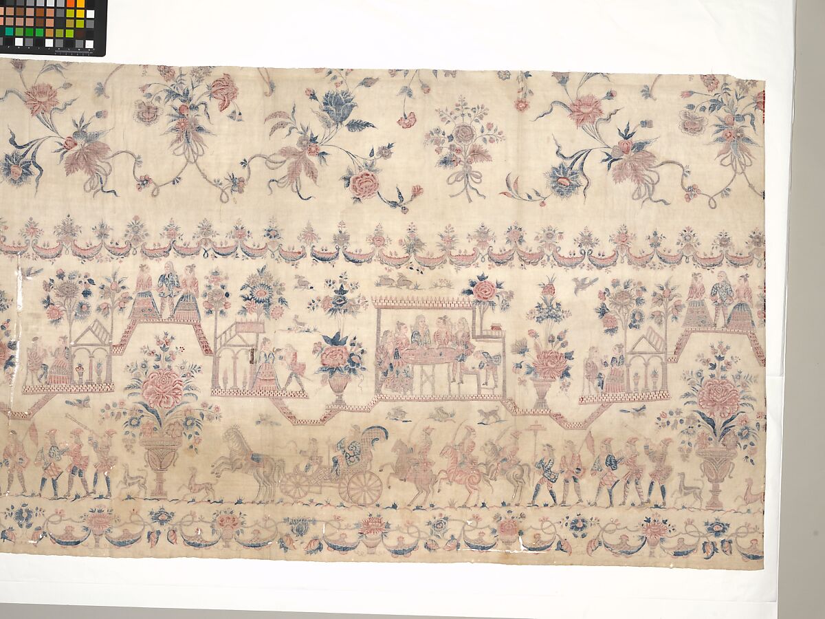 Petticoat panel, Cotton, painted resist and mordant, dyed, Indian, Coromandel Coast, for Dutch market