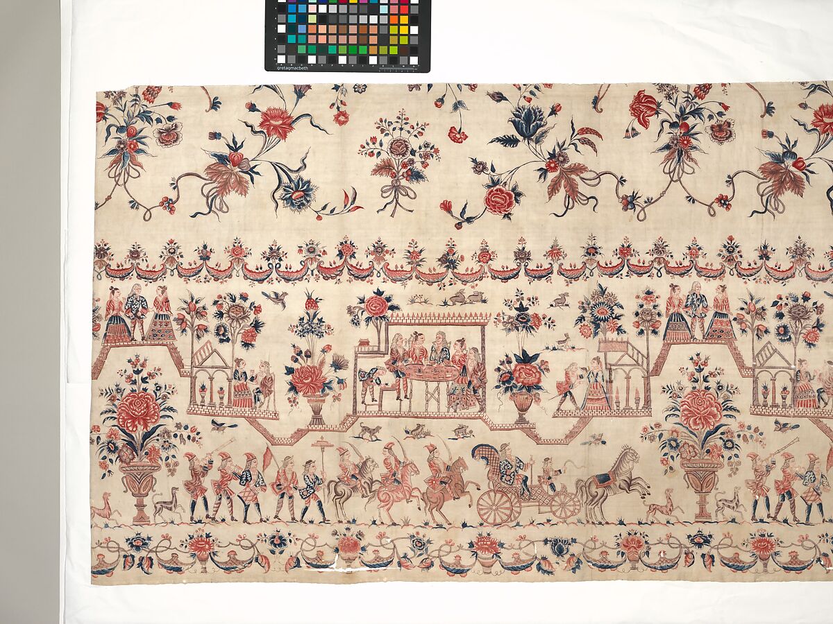 Petticoat panel, Cotton, painted resist and mordant, dyed, Indian, Coromandel Coast, for Dutch market