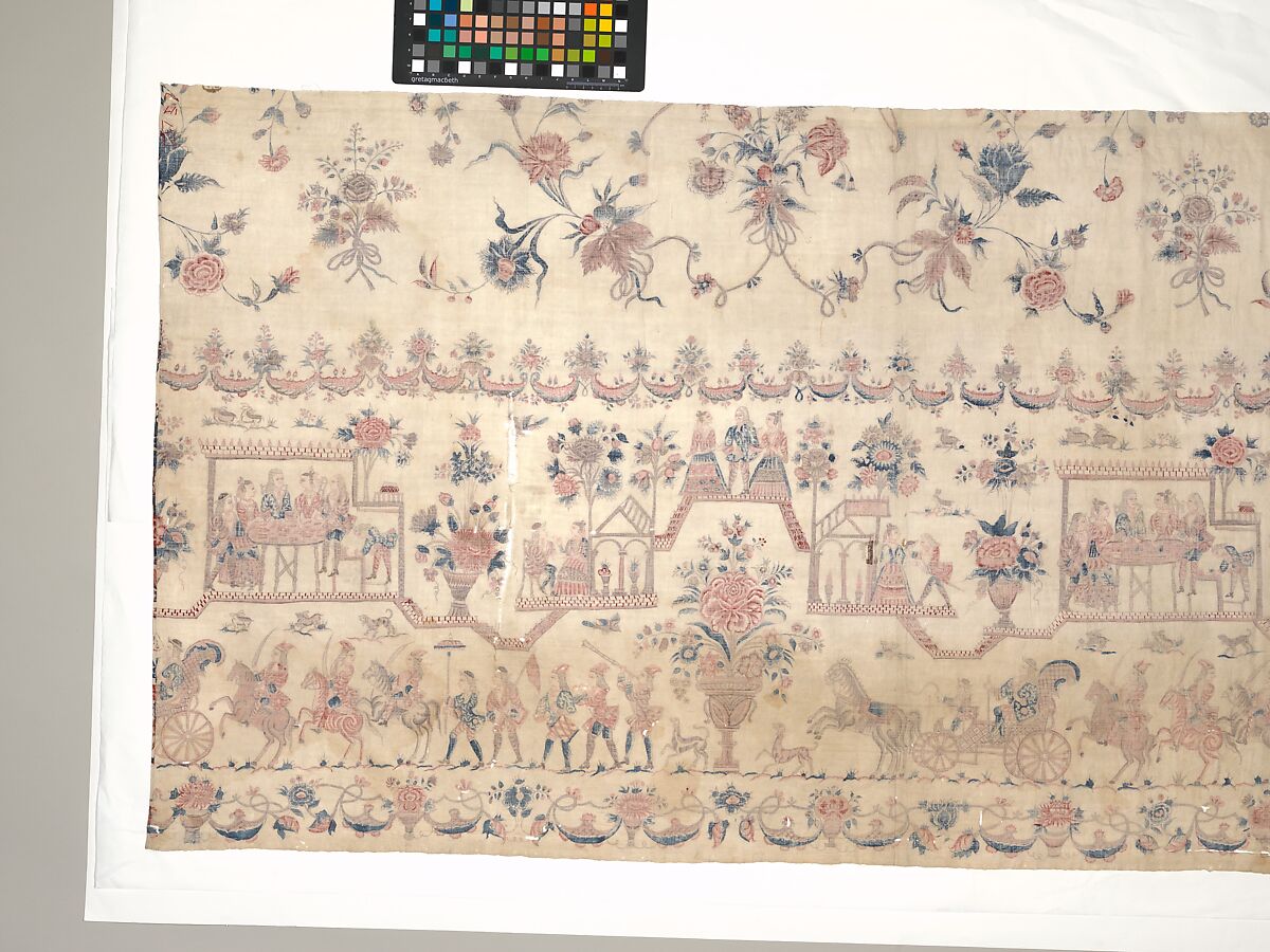 Petticoat panel, Cotton, painted resist and mordant, dyed, Indian, Coromandel Coast, for Dutch market