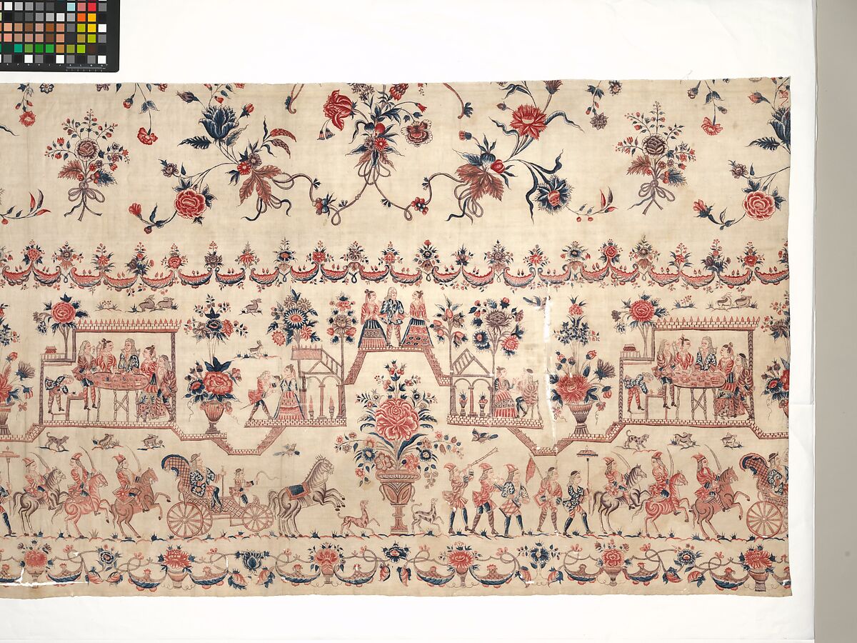 Petticoat panel, Cotton, painted resist and mordant, dyed, Indian, Coromandel Coast, for Dutch market