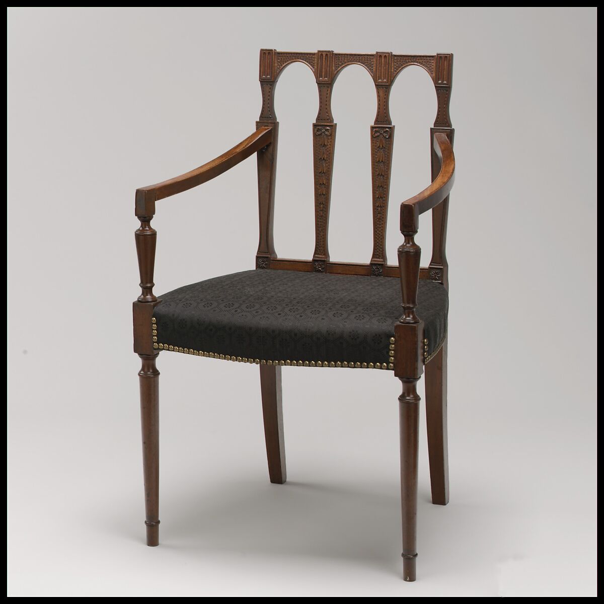 Armchair, Attributed to Samuel McIntire (1757–1811), Mahogany, birch, white pine, American 