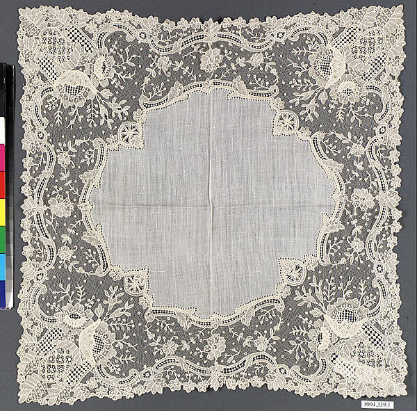 Handkerchief, Needle lace, Point de Gaze, linen, Belgian
