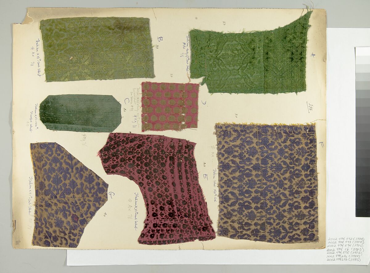 Fragments of velvet, Silk and metal thread, Iranian, probably Tabriz