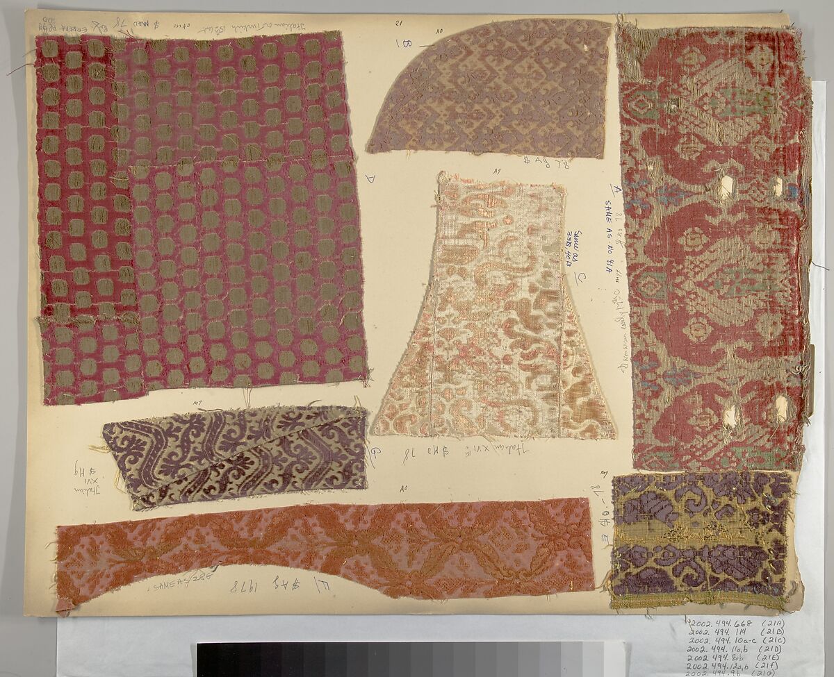 Fragments of velvet, Silk and metal thread, Iranian, probably Tabriz