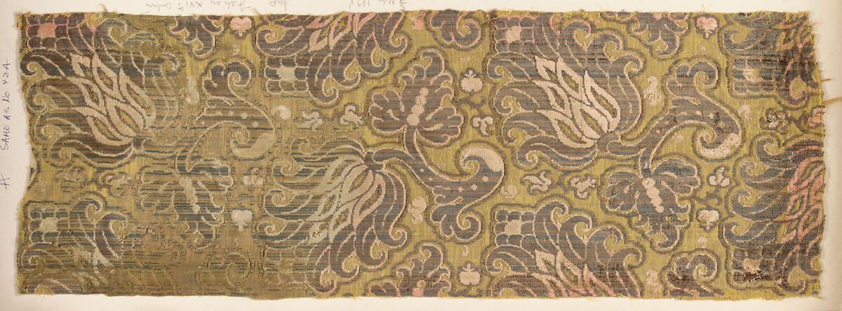 Fragment, Silk, metal thread, Italian