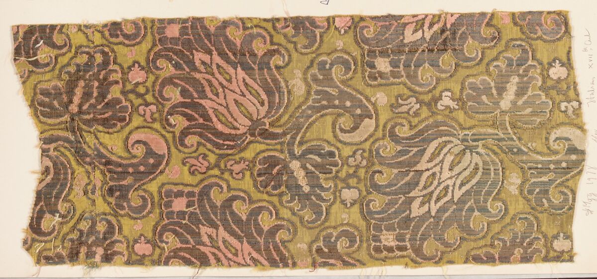 Fragment, Silk, metal thread, Italian 