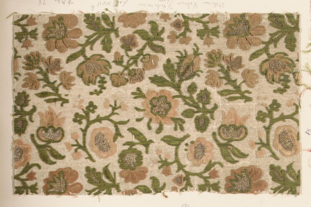 Fragment, Silk, metal thread, Italian