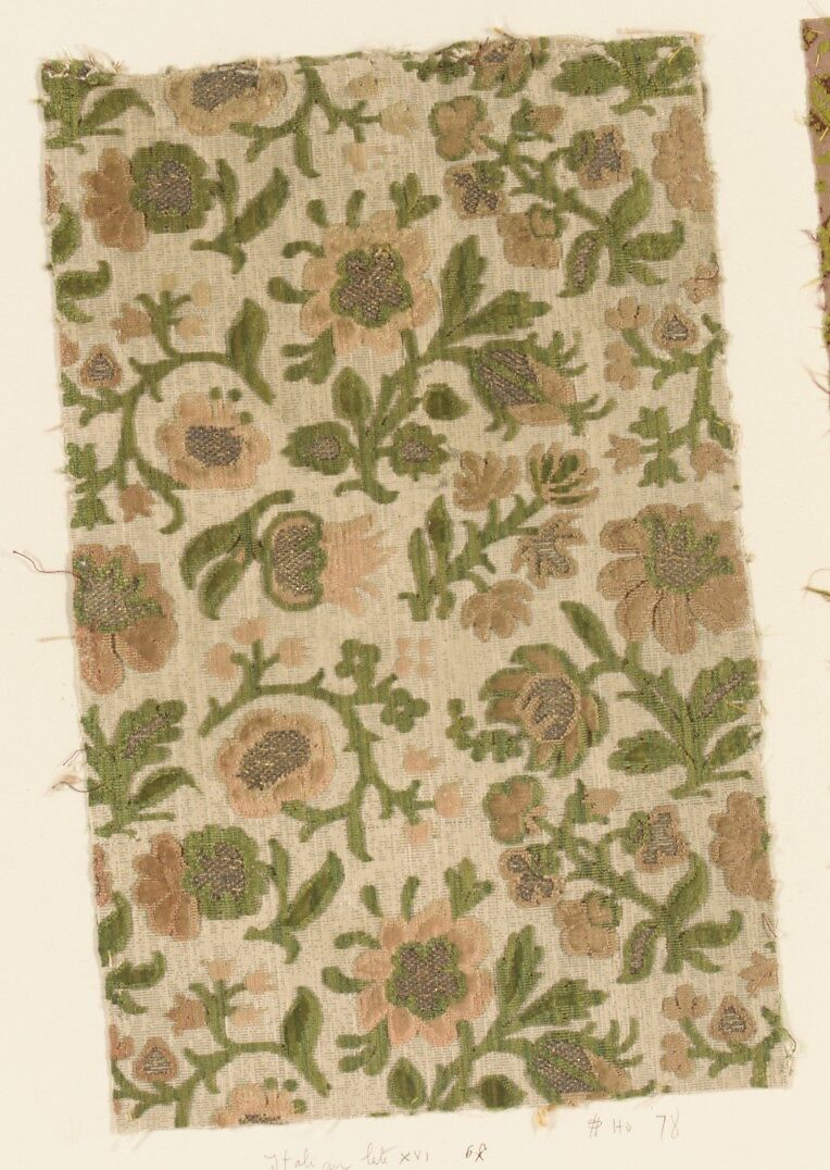Fragment, Silk, metal thread, Italian 