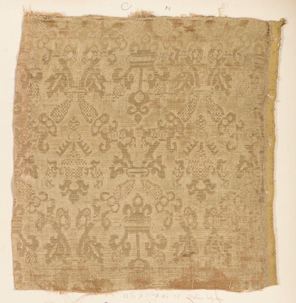 Fragment, Silk, metal thread, Italian