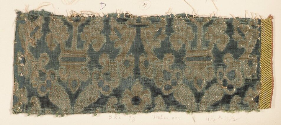 Fragment, Silk, metal thread, Italian