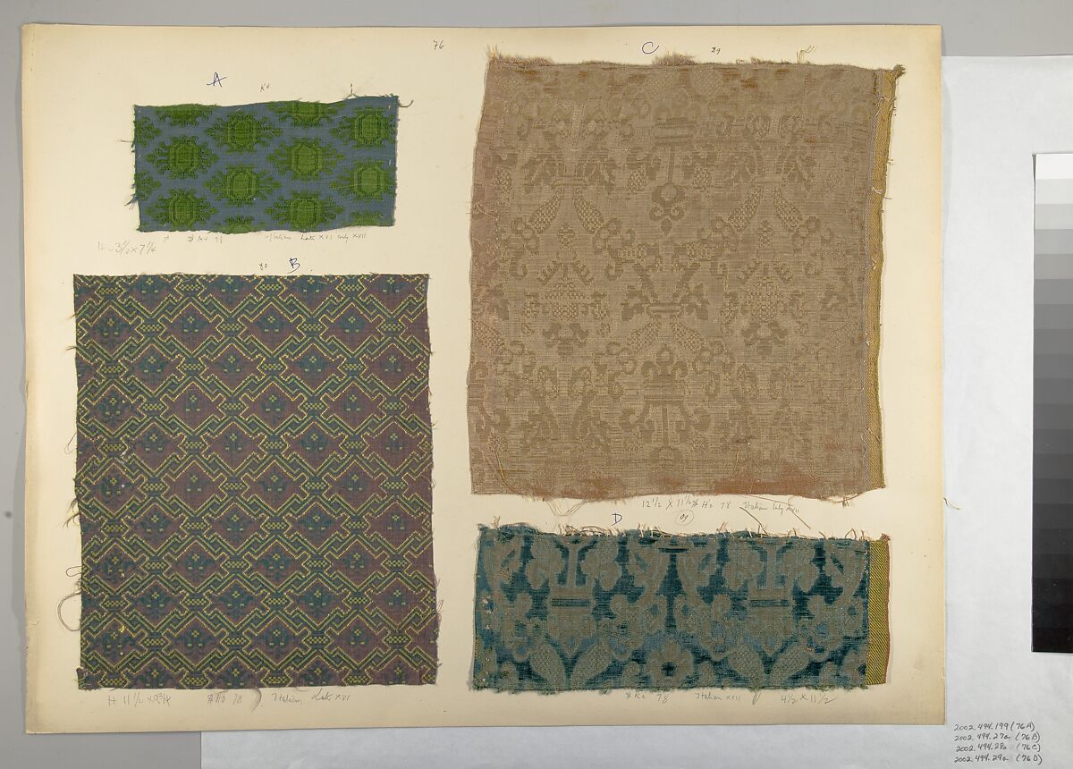 Fragment, Silk, metal thread, Italian