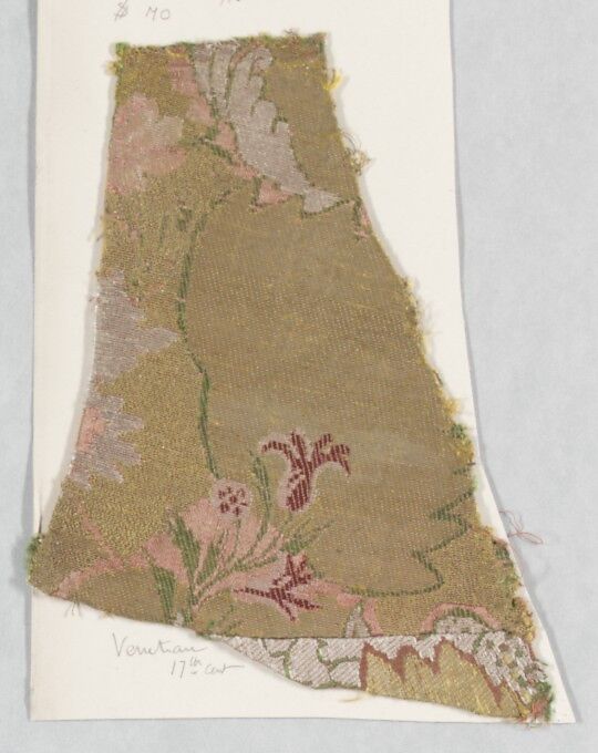 Fragment, Silk, metal thread, Italian