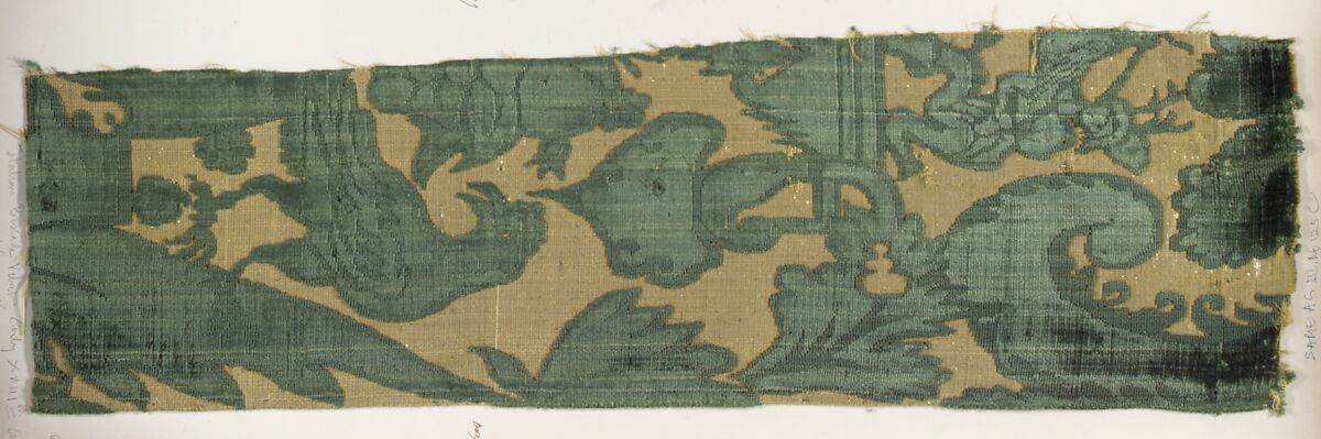 Fragment, Silk, metal thread, Italian, Venice 