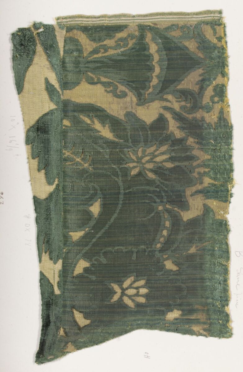Fragment, Silk, metal thread, Italian, Venice