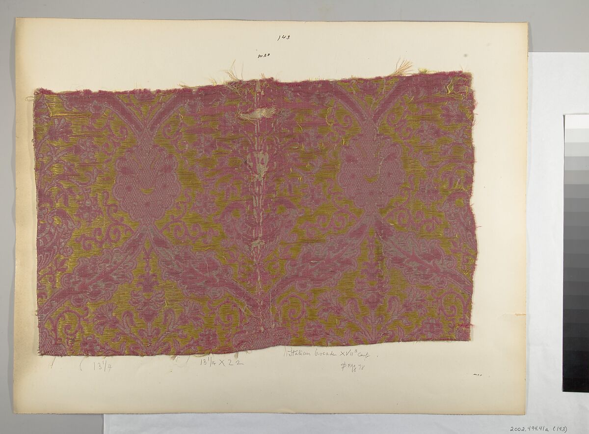 Fragment, Silk, metal thread, Italian