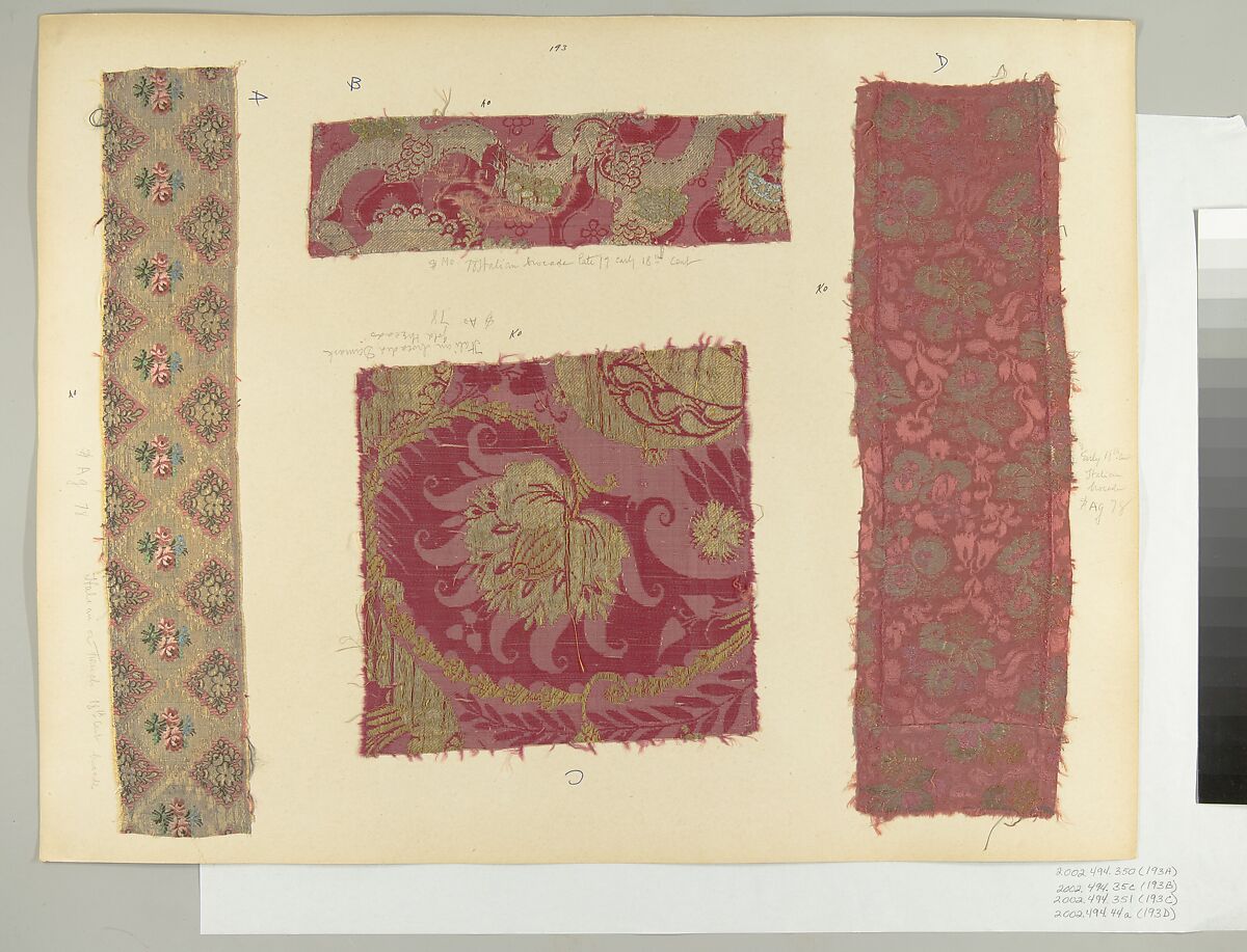 Fragment, Silk, metal thread, Italian