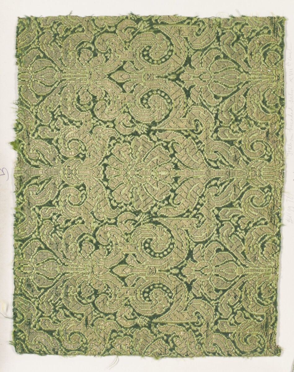 Fragment, Silk, metal thread, Italian