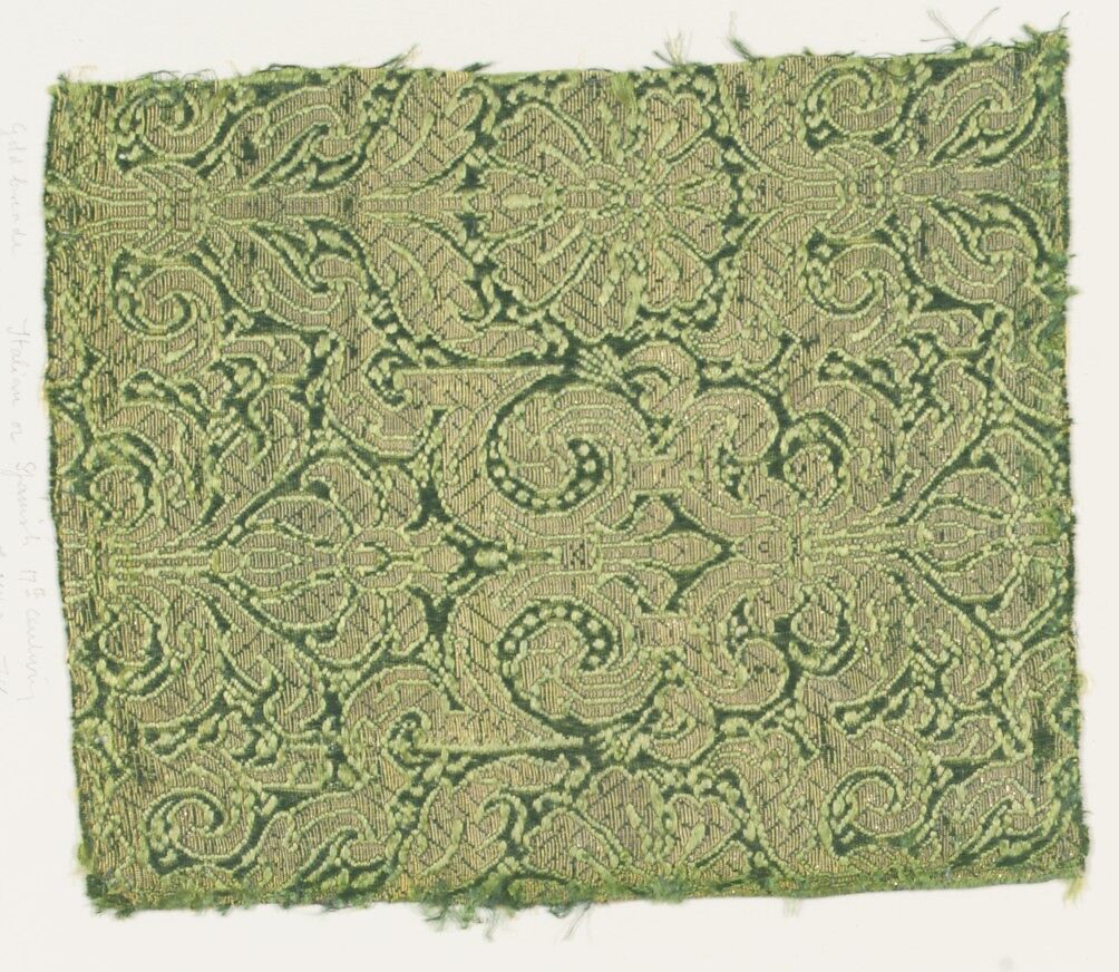 Fragment, Silk, metal thread, Italian