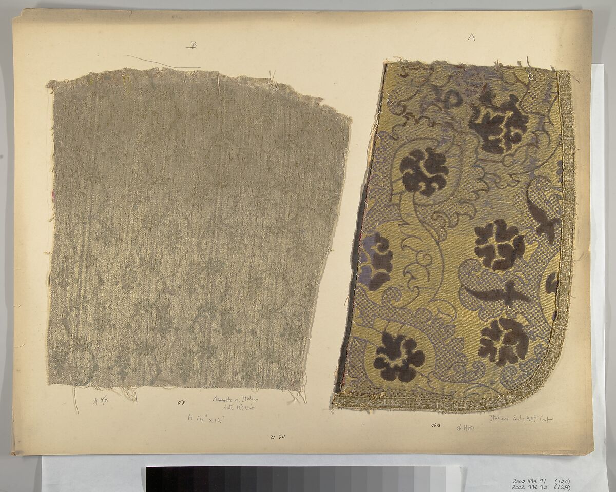 Fragment, Silk, metal thread, Italian
