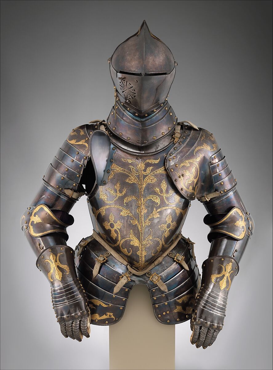 Foot-Combat Armor of Prince-Elector
 Christian I of Saxony (reigned 1586–91), Anton Peffenhauser (German, Augsburg, 1525–1603), Steel, gold, leather, copper alloy, German, Augsburg