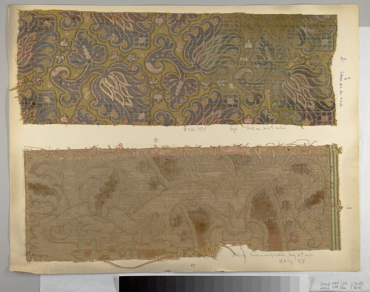 Fragment, Silk, metal thread, Italian, Venice