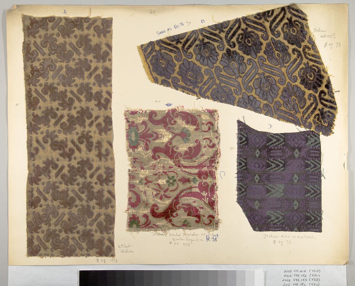 Fragment, Silk, metal thread, Italian