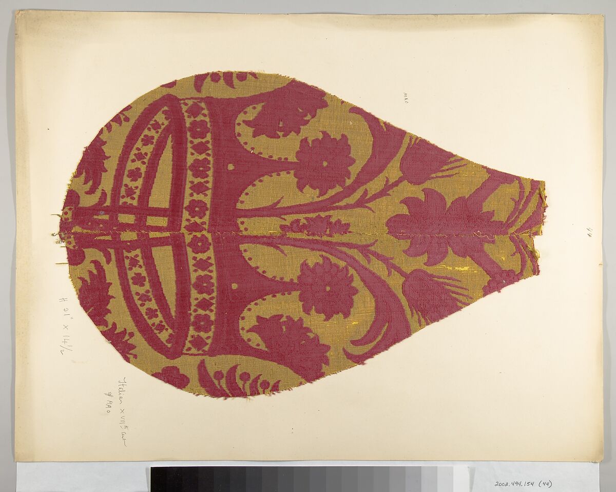 Fragment, Silk, metal thread, Italian