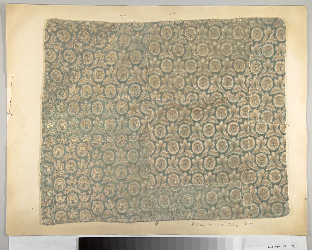 Fragment, Silk, metal thread, Italian
